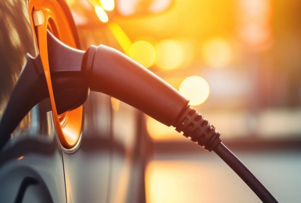 Electric car being charged.