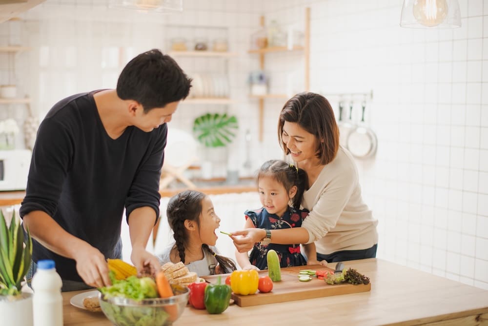 Family preparing food